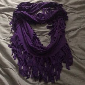 Purple fringe scarf